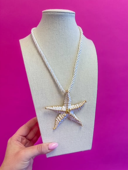 Cord Necklace - Star Fish - White