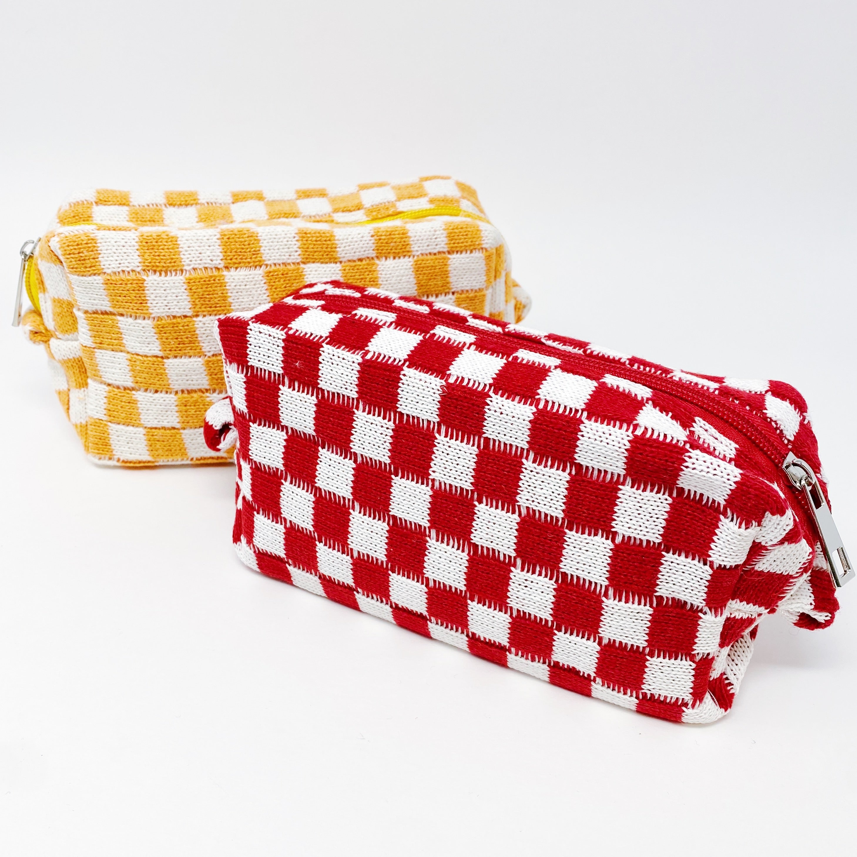 Checkered Cosmetic Bag - Stylish & Durable Makeup Organizer