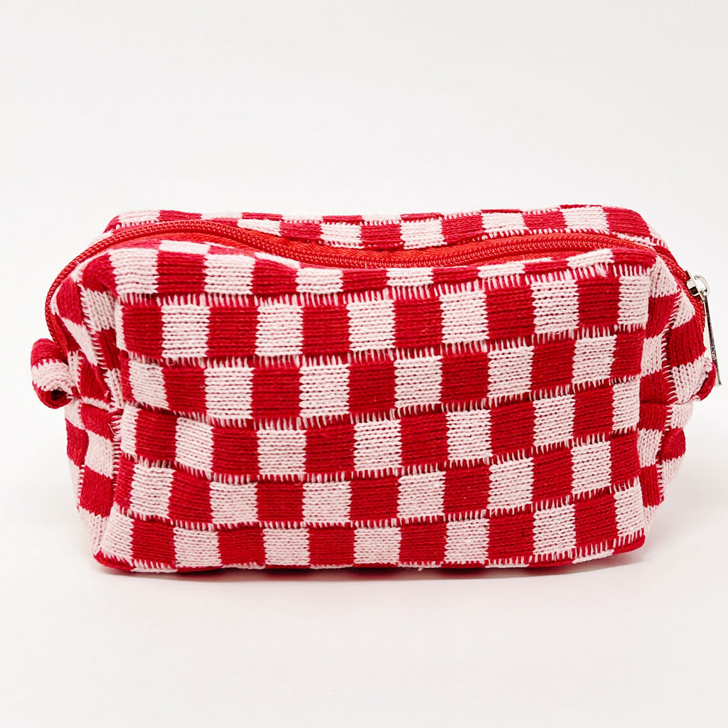 Checkered Cosmetic Bag - Stylish & Durable Makeup Organizer