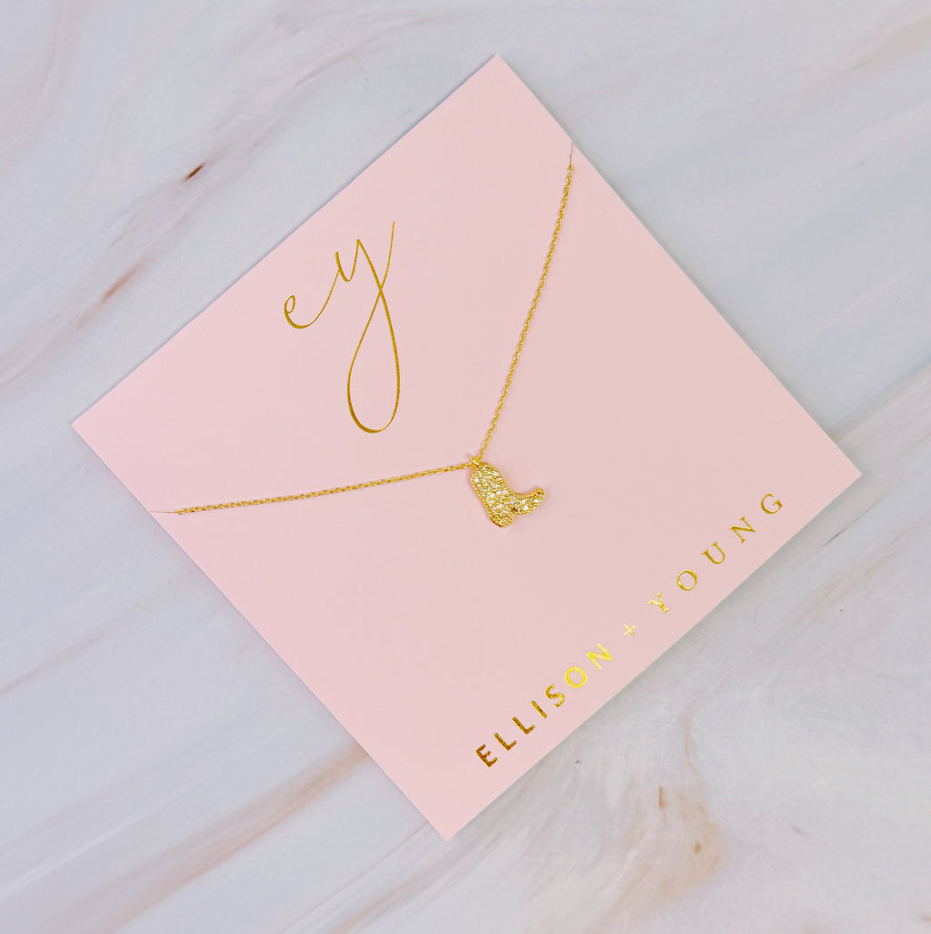 Gold Cowgirl Boot Necklace - Dainty & Detailed