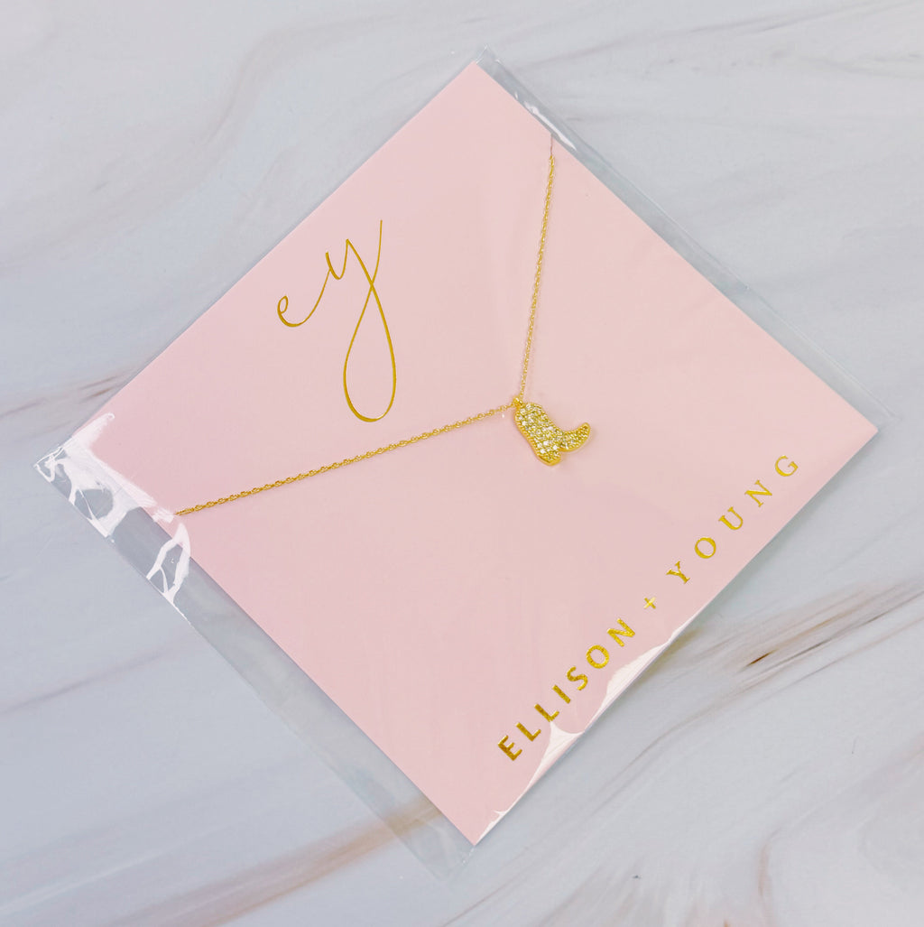Gold Cowgirl Boot Necklace - Dainty & Detailed
