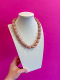 Glossy Bead Bauble Ball Necklace - Pink