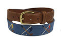 Golf Clubs and Flags Crossed Needlepoint Belt