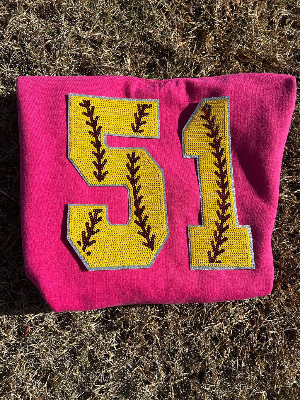 Softball # Chenille Sweatshirt