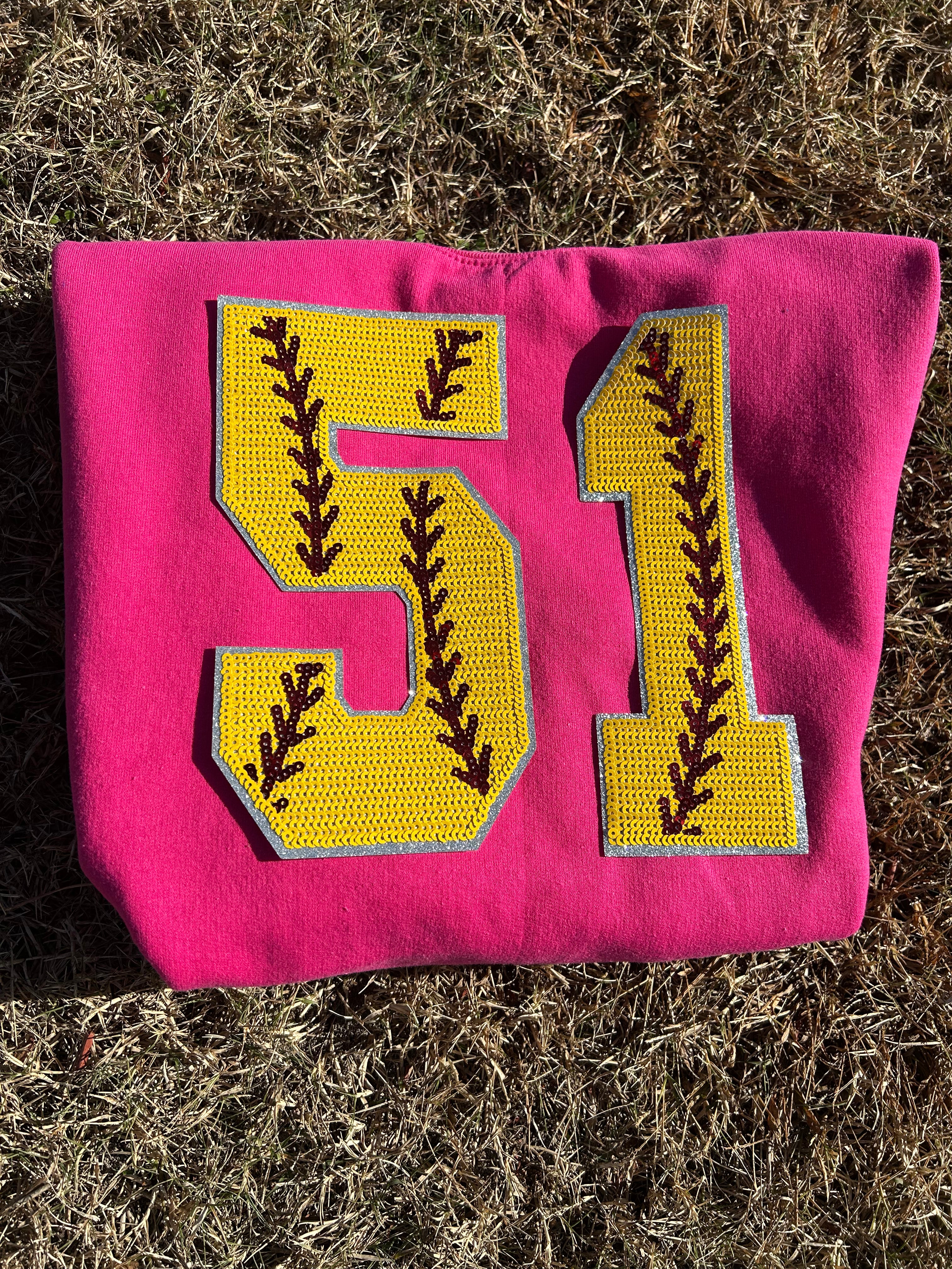 Softball # Chenille Sweatshirt