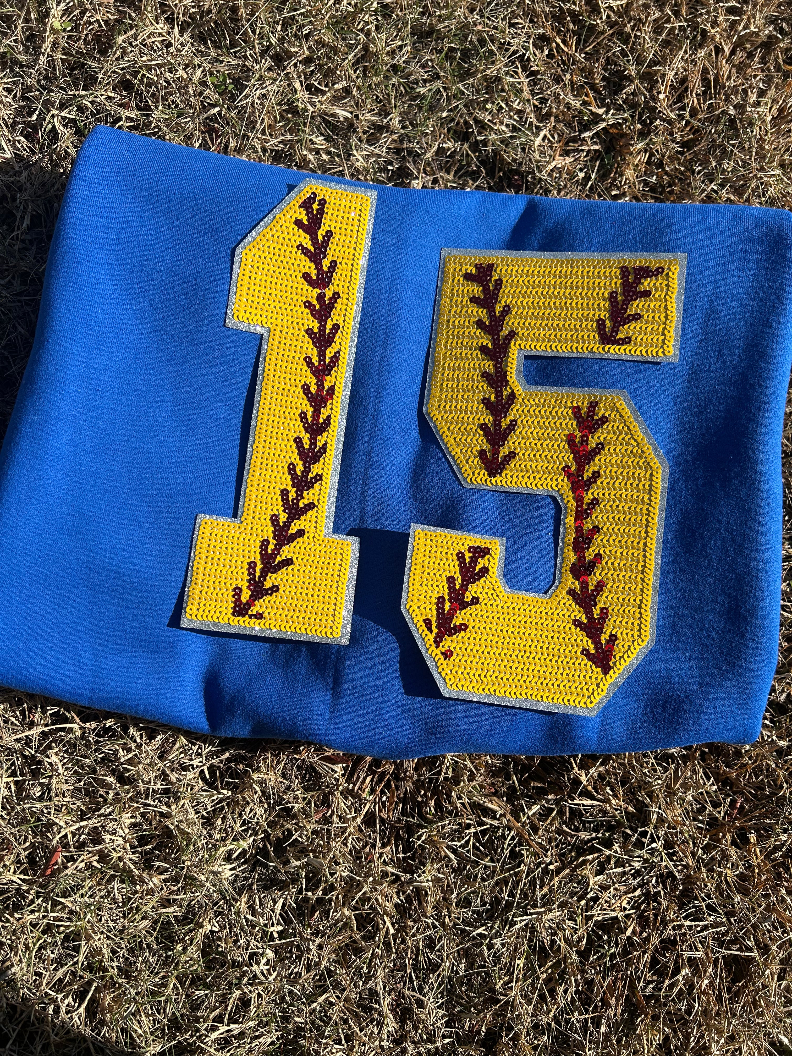 Softball # Chenille Sweatshirt