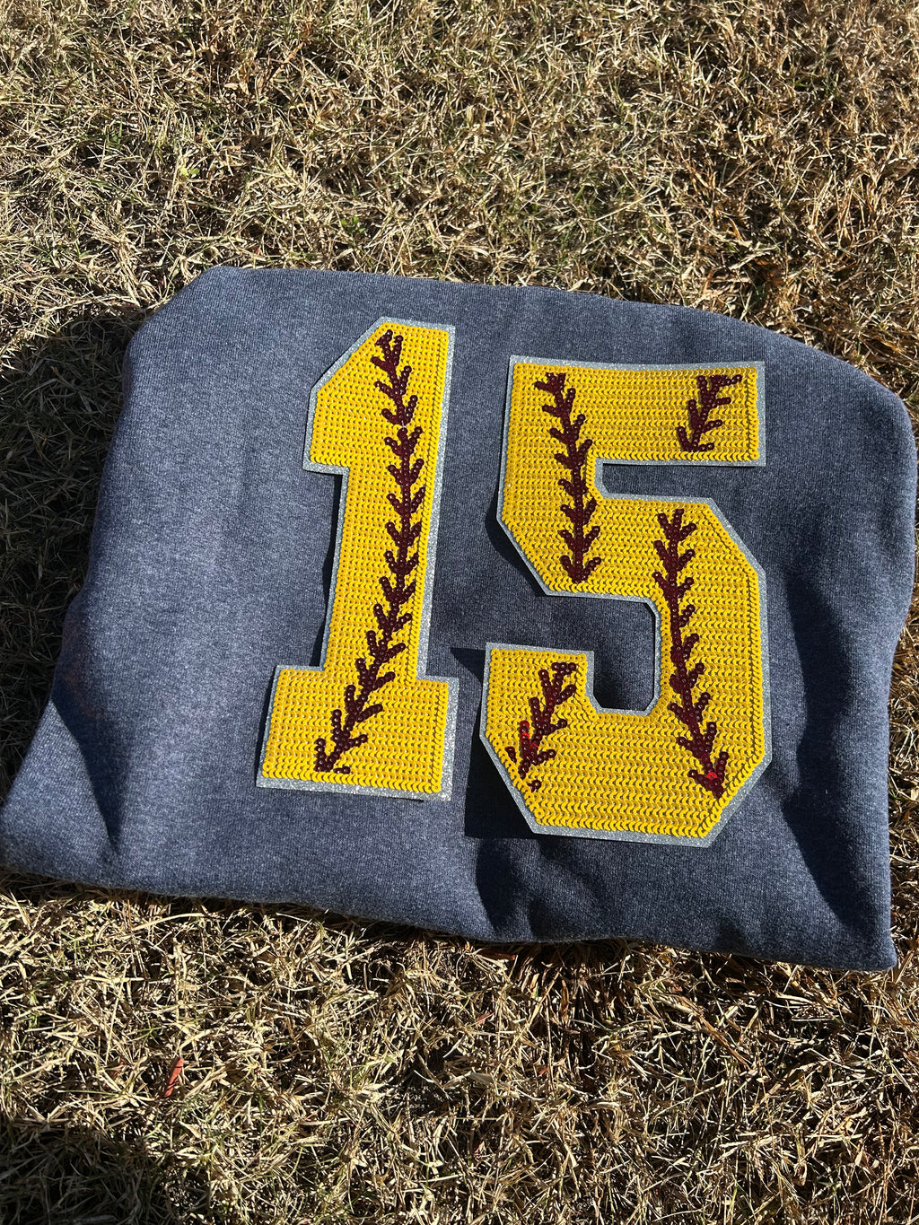 Softball # Chenille Sweatshirt