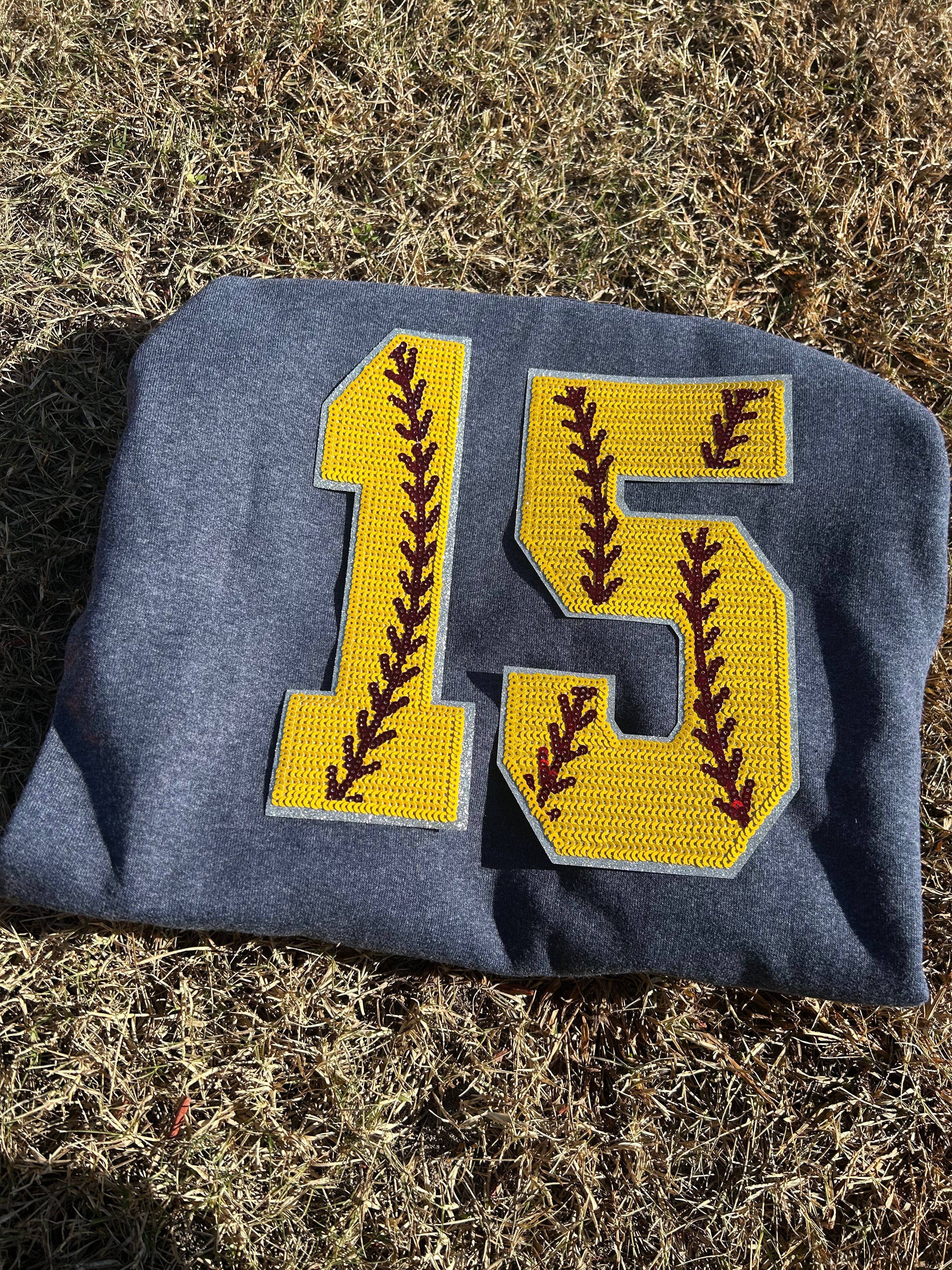 Softball # Chenille Sweatshirt