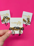 Mini Bow Earrings - Black and Gold