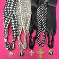 Game Day Scarf Charm Necklace - Black and Gold