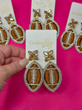 Football Thread Dangle Earrings - Brown