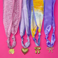 Game Day Scarf Charm Necklace - More Purple and Gold