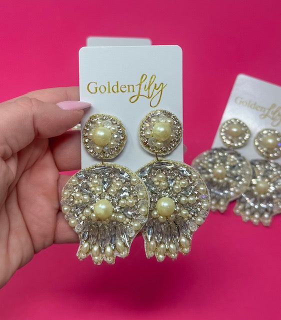 Spring Pearl and Rhinestone Earrings
