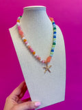 Multi Bead with Starfish Charm Necklace