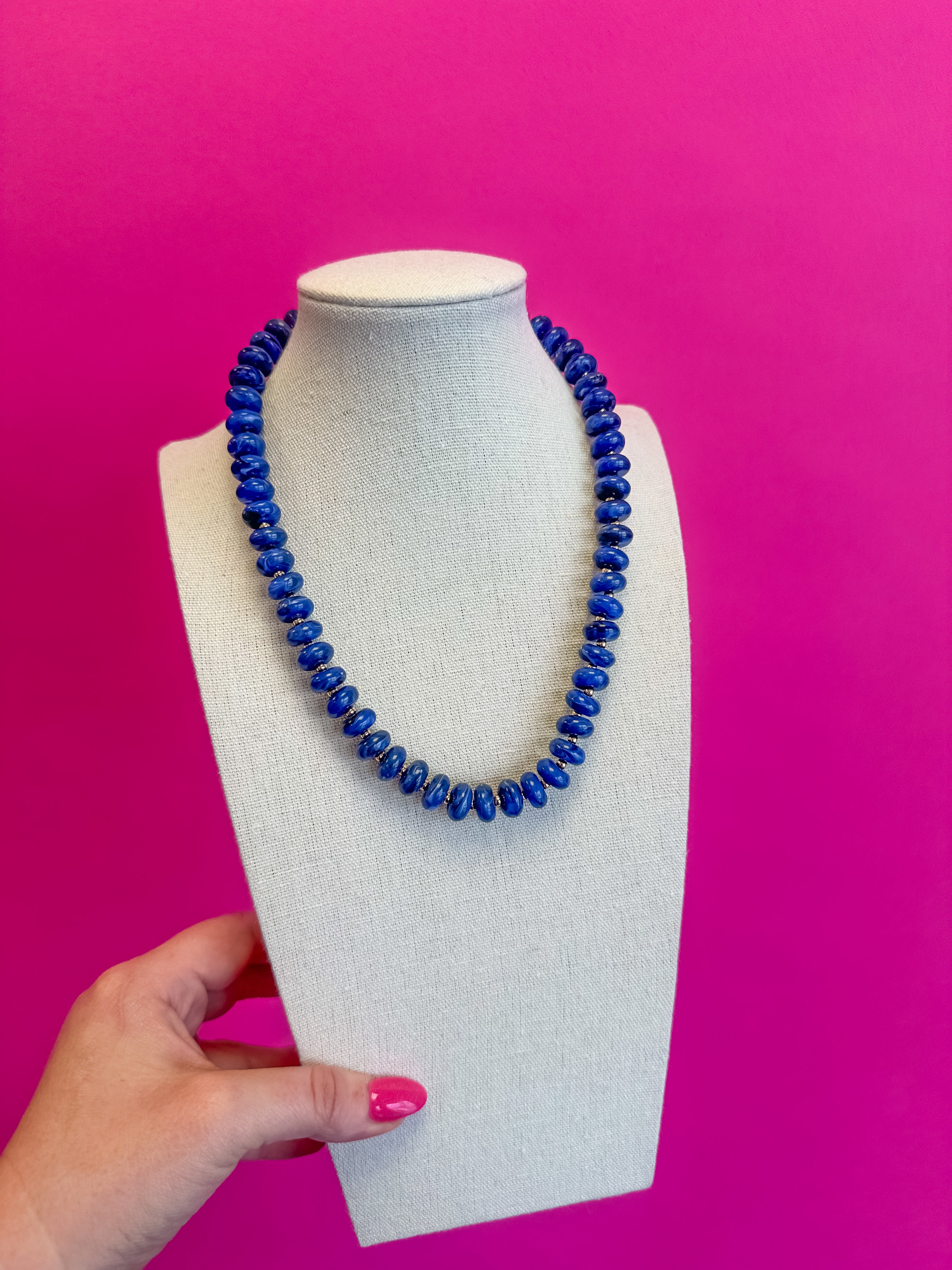 Layering Bead Necklace - Navy