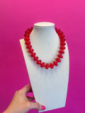 Circle Bauble Ball Necklace - Red