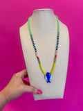 Long Fish Pendant Necklace - Blue