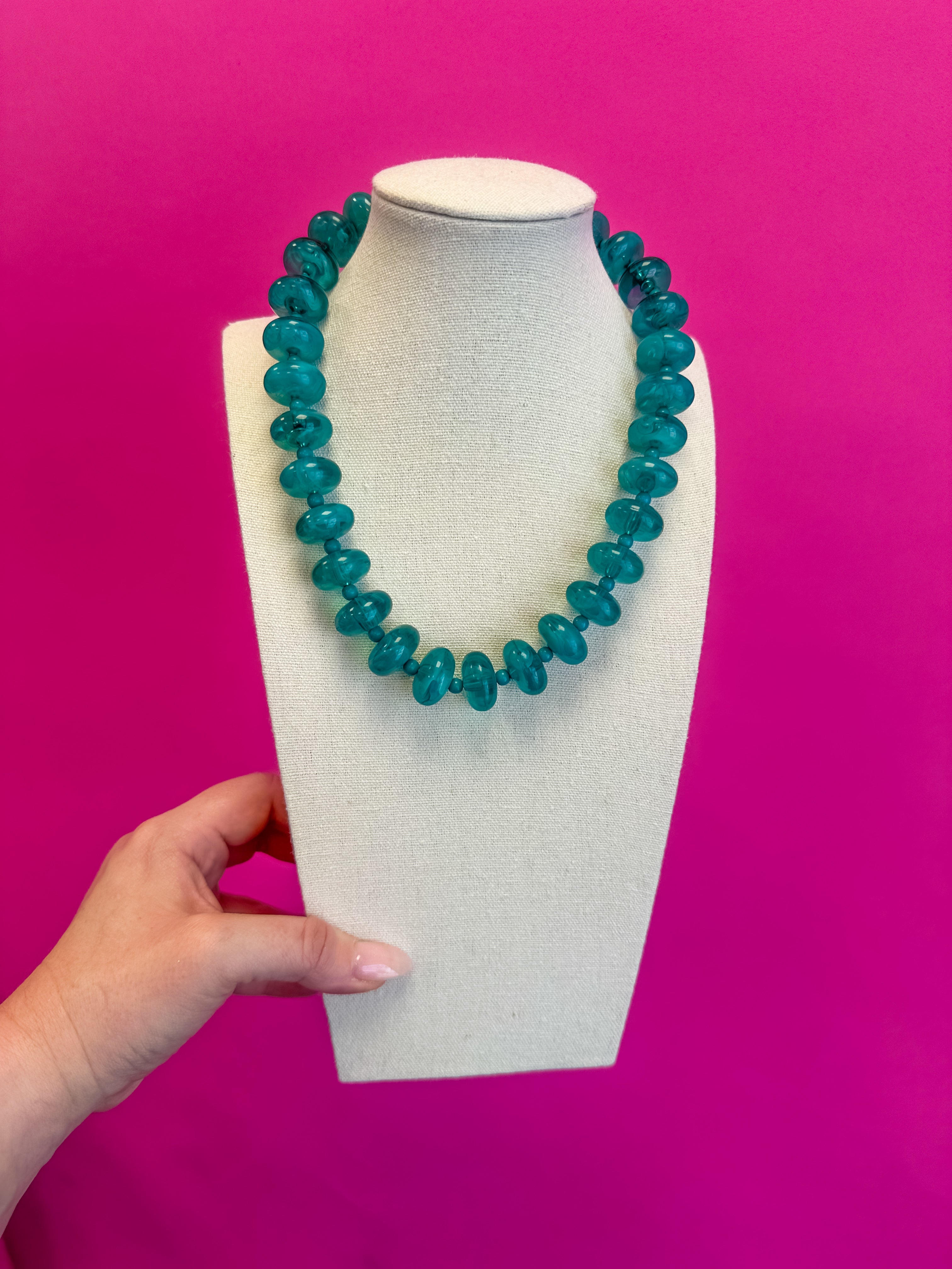 Circle Bauble Ball Necklace - Teal