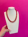 Statement Beaded Necklace - Red