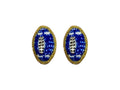 Football Stud Earrings - Blue and White