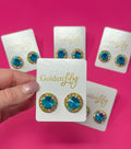 Statement Stud Earrings - Turquoise with Multi Stones