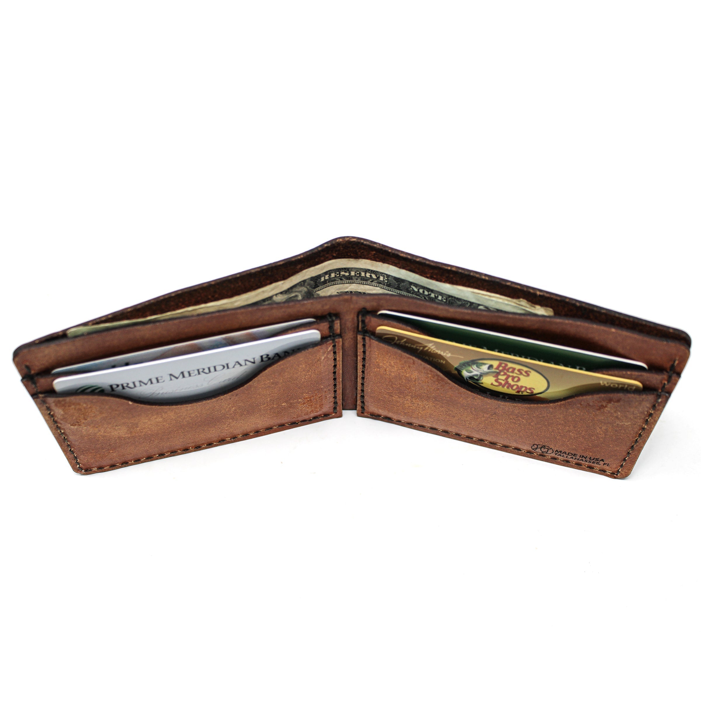 Leather Bill Fold Mens Wallet -  Mallard Retrieved