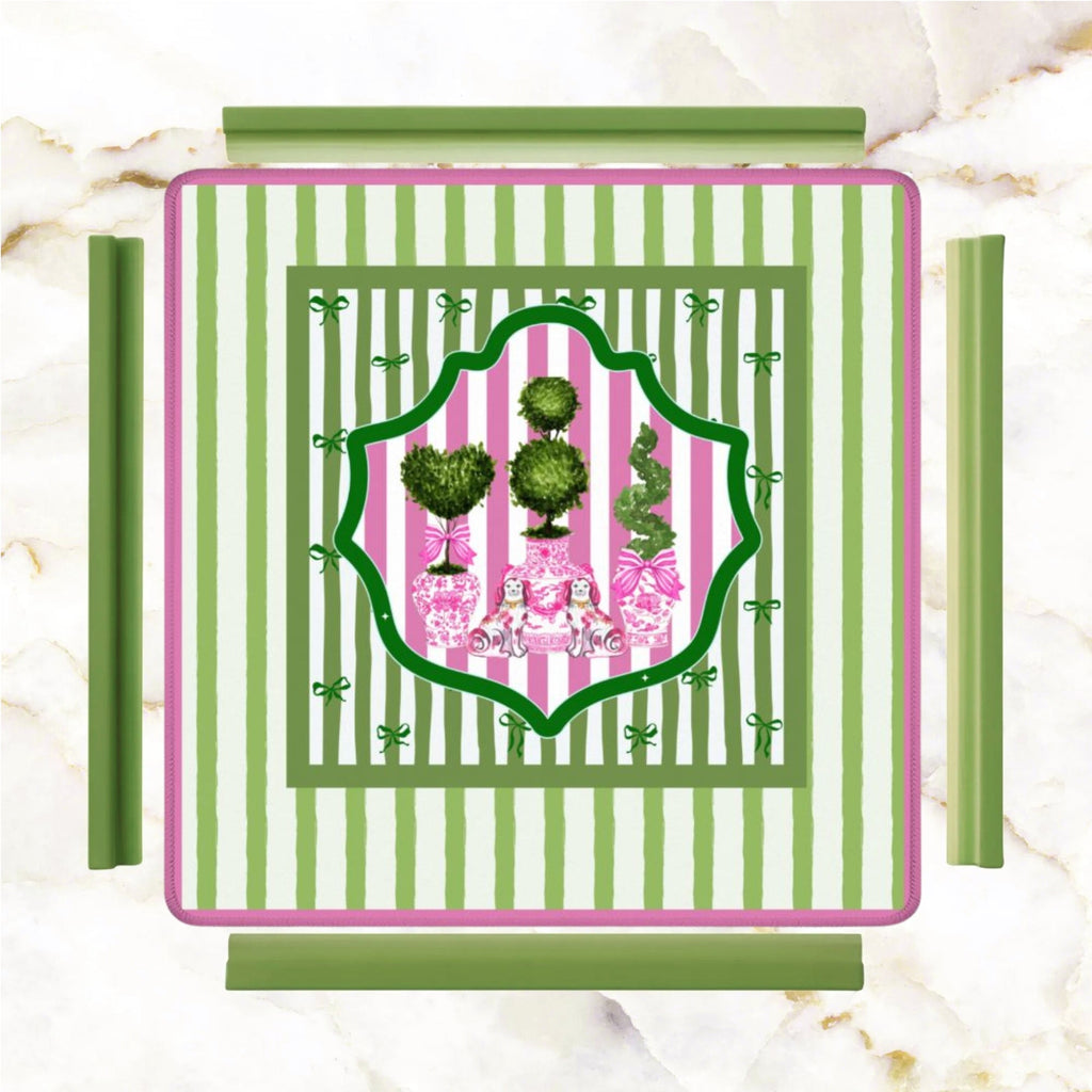 Preppy Staffordshire Chinoiserie Green And Pink Mahjong Mat