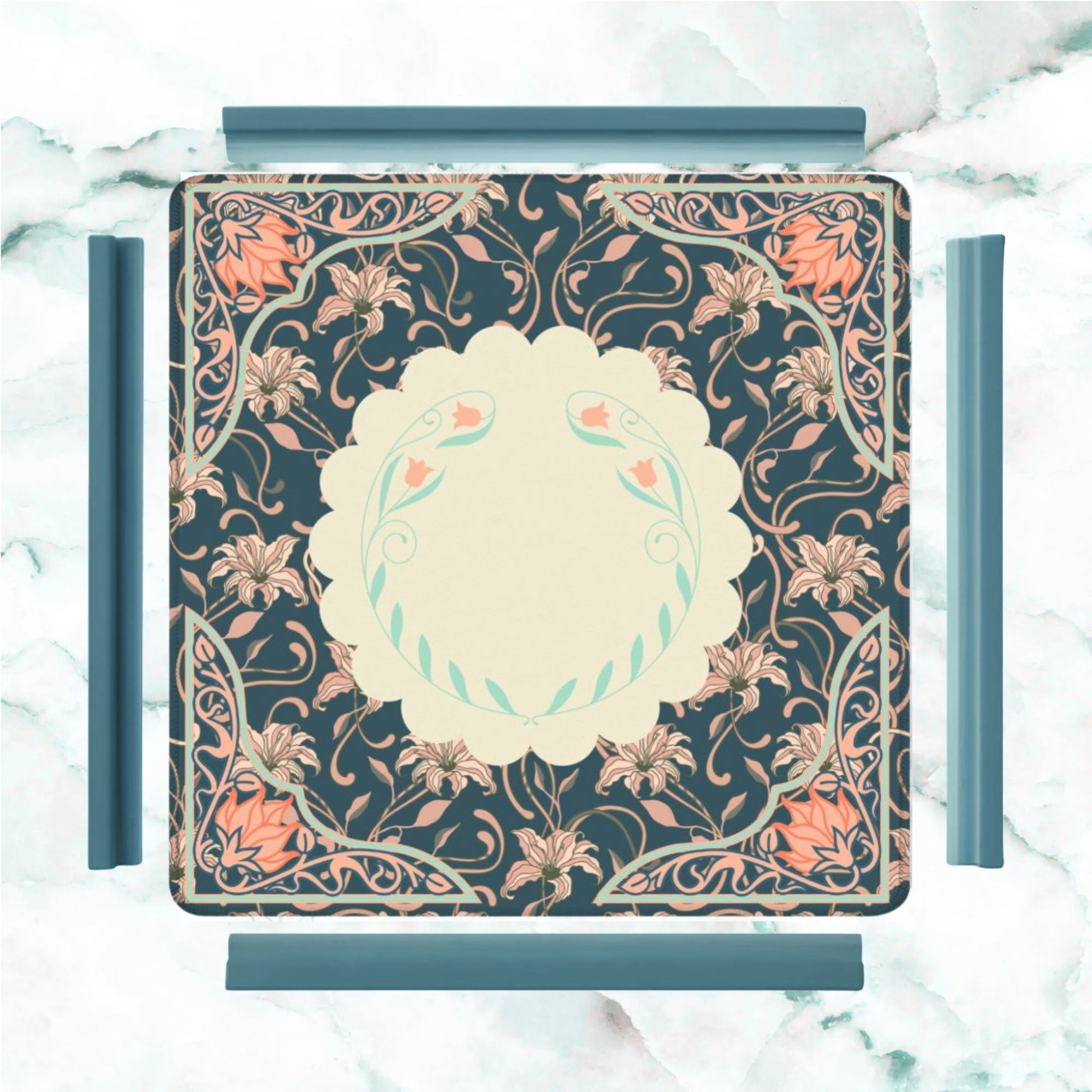Art Deco Floral Nouveau Design Mahjong Mat