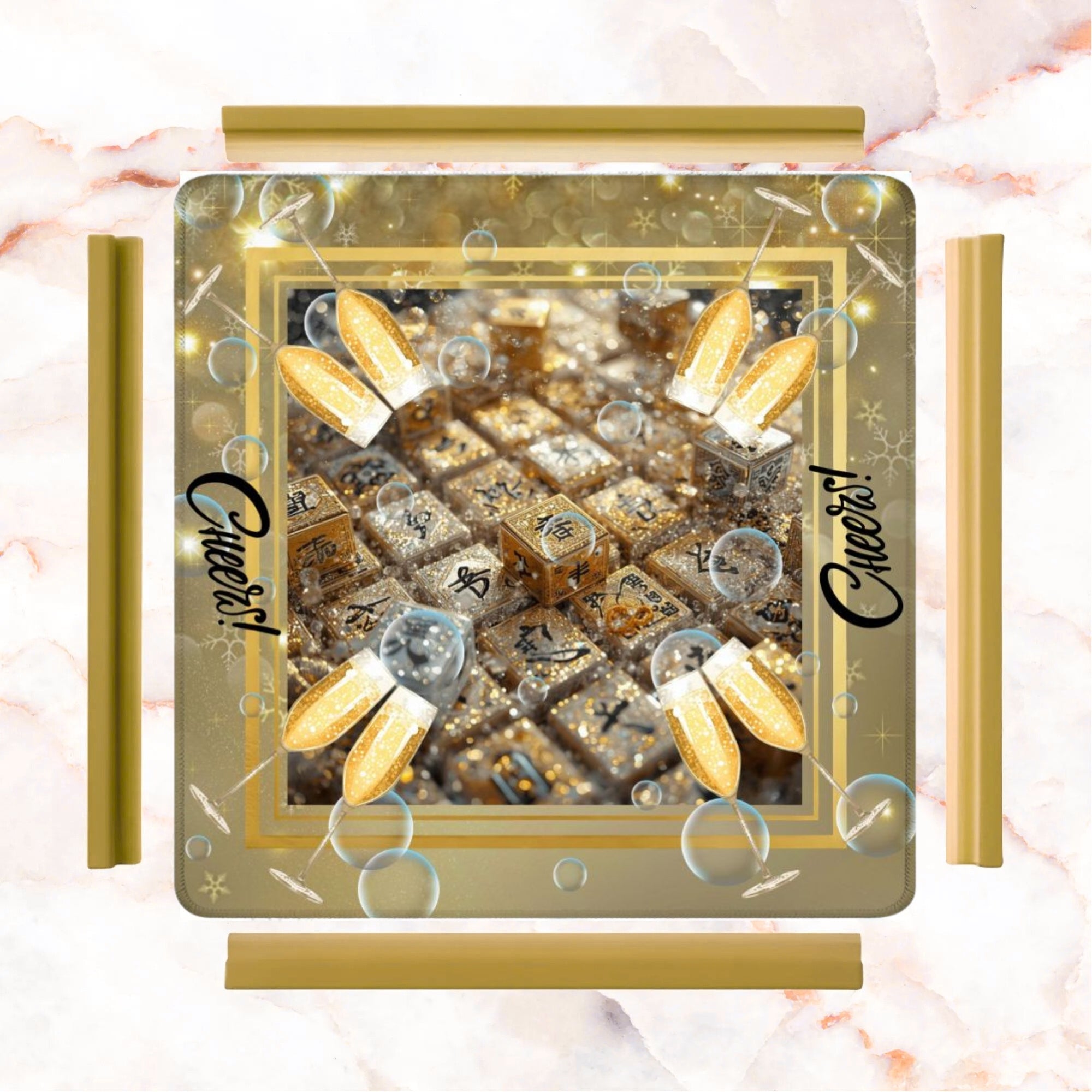 New Year's Eve Mahjong Mat, Glitz Gold