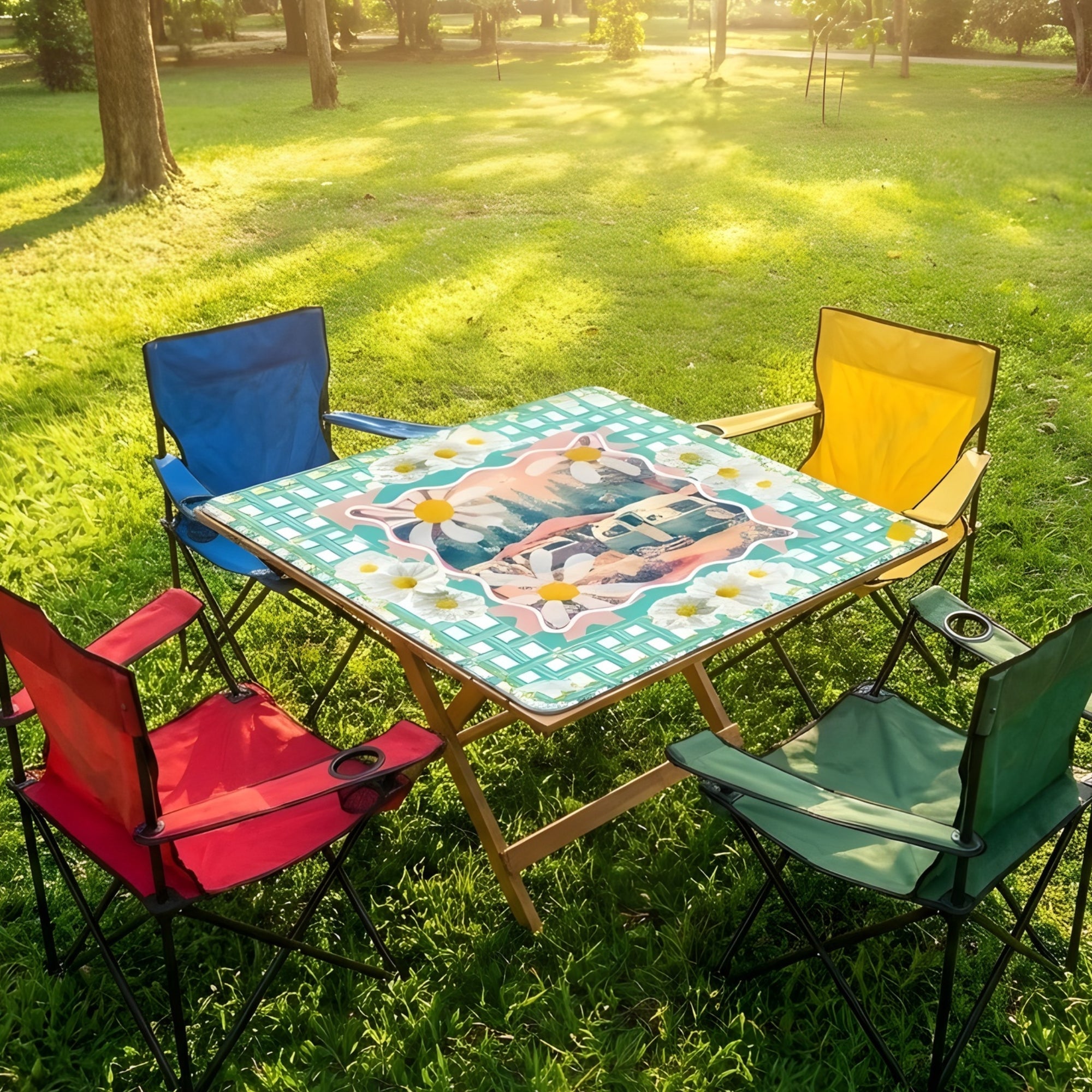 Glamper Boom Yesteryear Daisy Camping, Picnic Mahjong Mat
