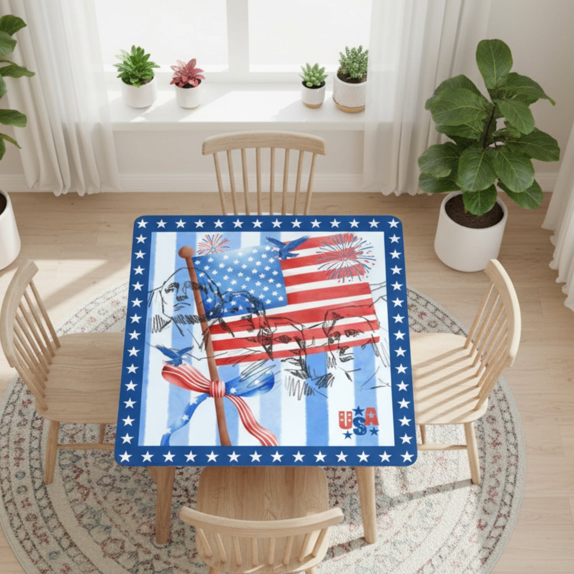 USA Patriotic Mount Rushmore Mahjong Mat