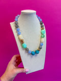 Multi Bead Bauble Necklace - Blue