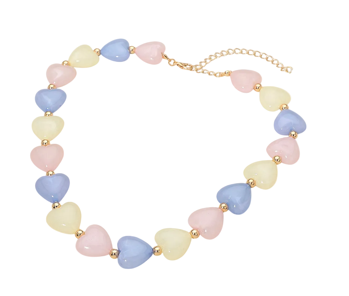 Multi Heart Necklace - Pastel