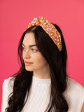 Spring Floral Print Headband - Orange and Pink Flowers