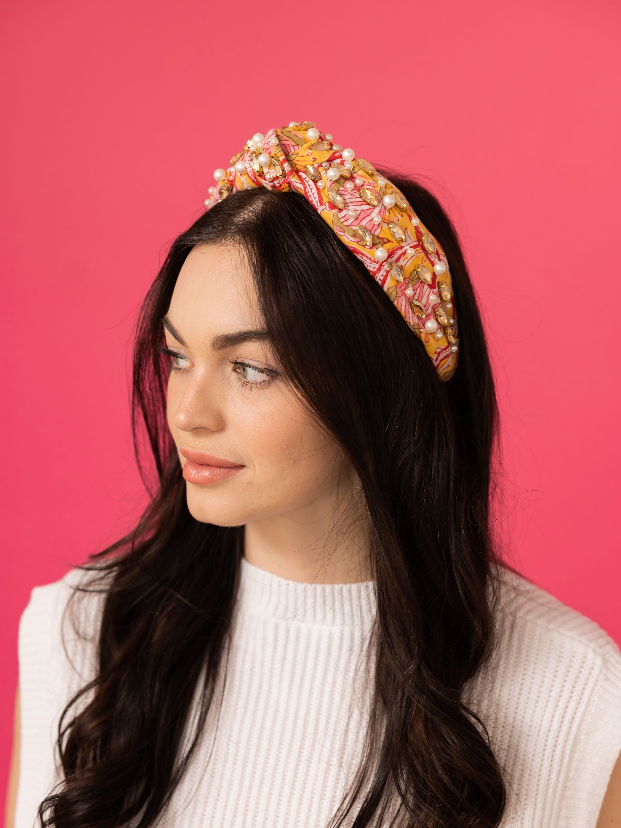 Spring Floral Print Headband - Orange and Pink Flowers