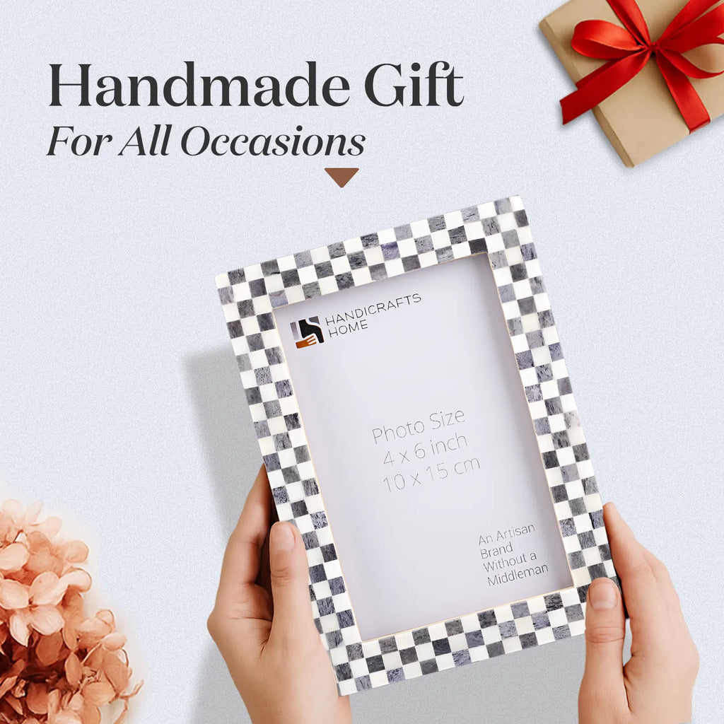 Picture Frame Checkered Pattern Bone Inlay Collection – 3 Sizes