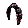 Headband Knot - Velvet and Pink Sequin Dot