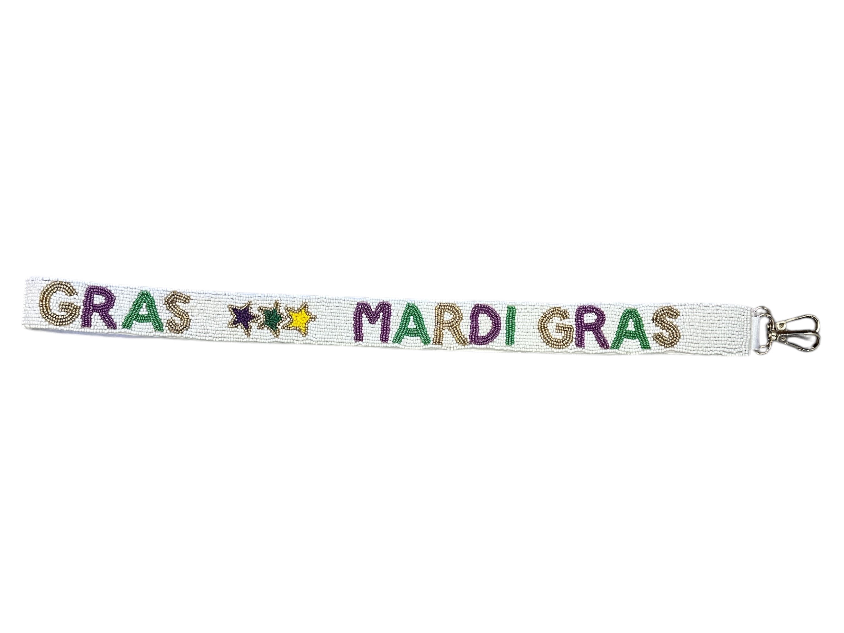 Seed Bead Bag Strap - Mardi Gras Star