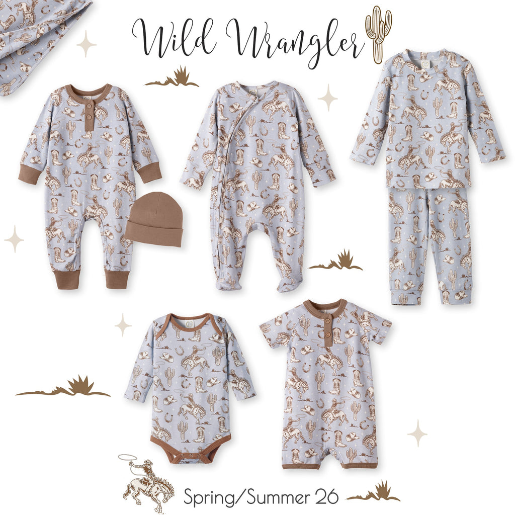 Wild Wrangler/Blue Western Bamboo Henley Cowboy Romper