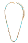 Rhinestone and Stone Necklace - Turquoise and Rhinestone