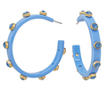 Rhinestone Hoop Earrings - Blue