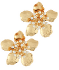 Textured Pearl Flower Earrings