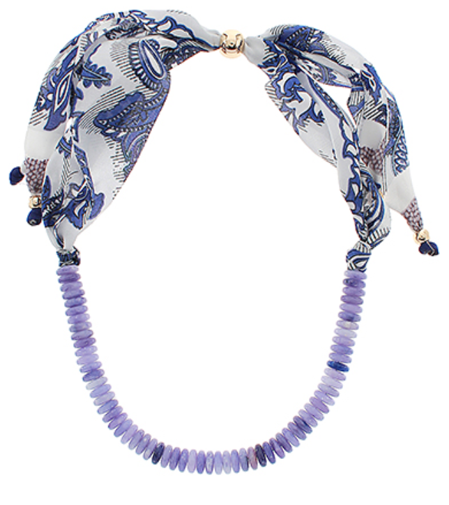 Scarf and Bead Necklace - Blue