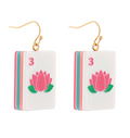 Mahjong Tile Earrings - Flower