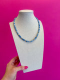 Small Beaded Necklace - Light Blue