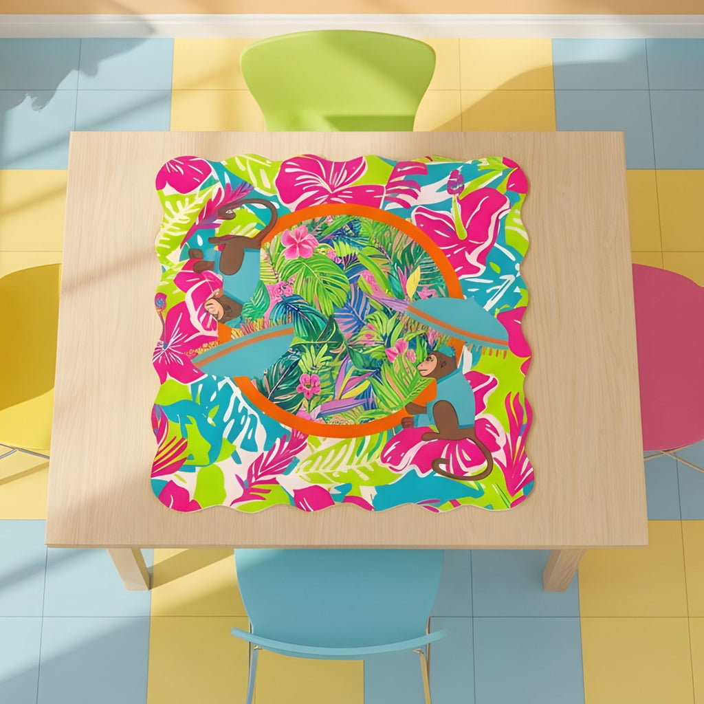 Scalloped Mahjong Mat Lime In The Coconut Monkey Mat