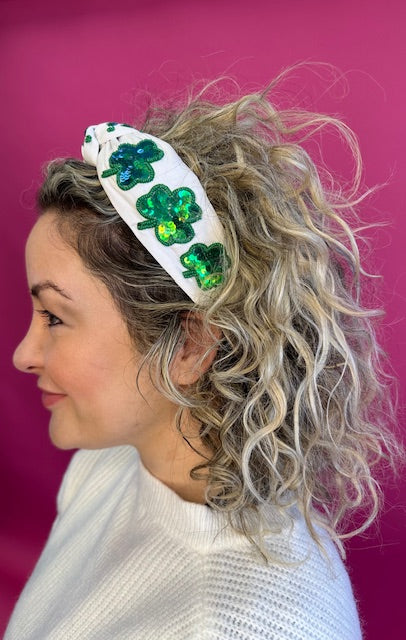 St. Patrick's Day Headband Knot - Sequin Clover