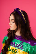 Mardi Gras Velvet Rhinestone Headband