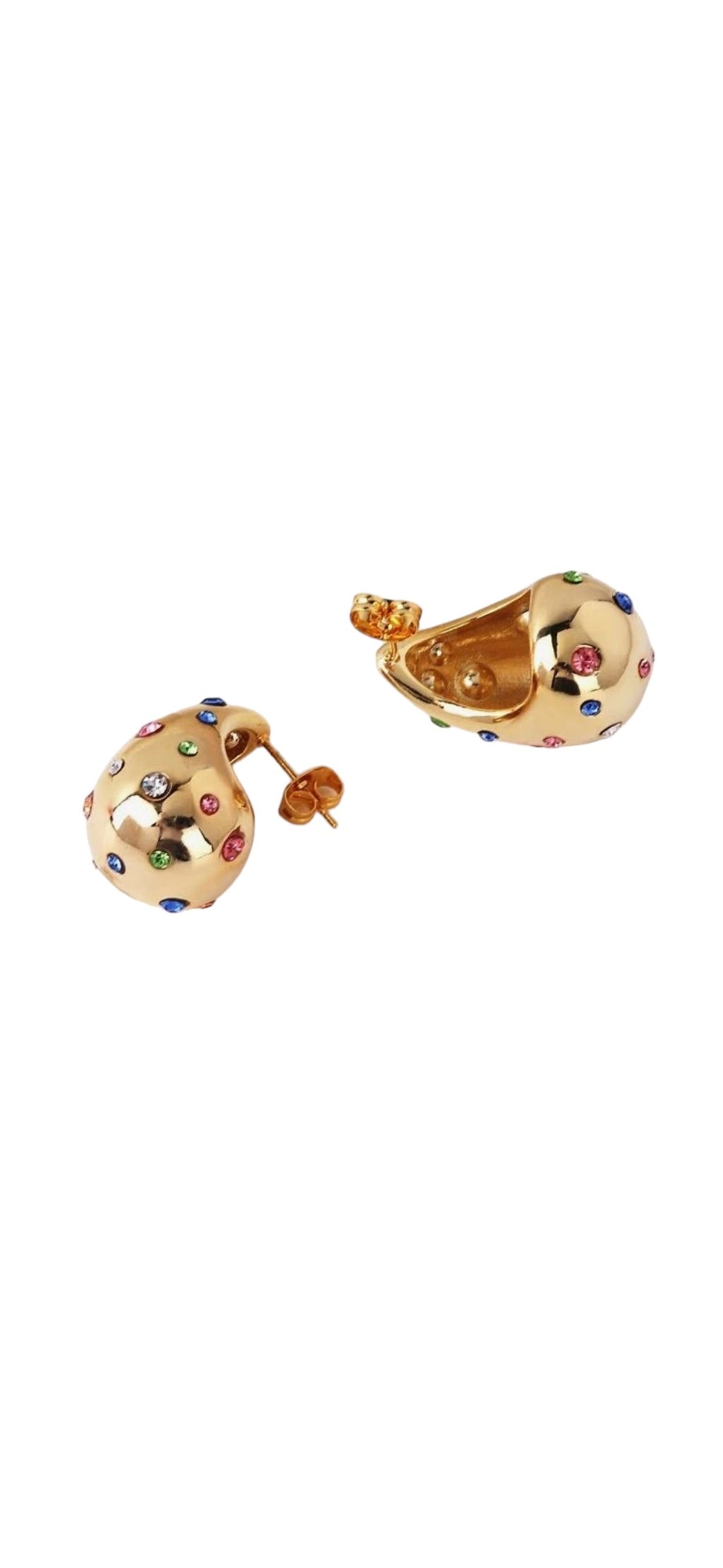 Rhinestone Drop Earrings - Rainbow