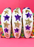 Headband Knot - Sequin Star - Purple and Gold